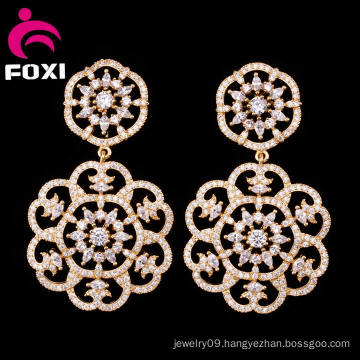 2016 Creative Fashion Jewelry Wholesale Double Flower Stud Hanging Earring